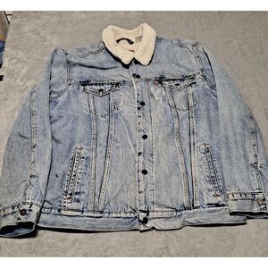 Levis trucker sherpa lined denim jacket 2XL snap buttons pockets S40116